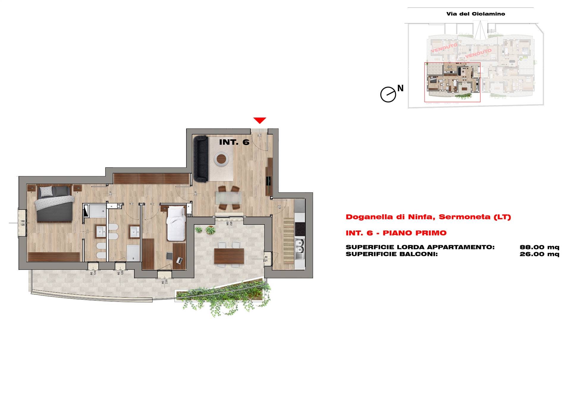 BIVIO DI DOGANELLA, SERMONETA, Apartment for sale of 88 Sq. mt., New construction, Heating Centralized, Energetic class: G, placed at 1° on 3, 