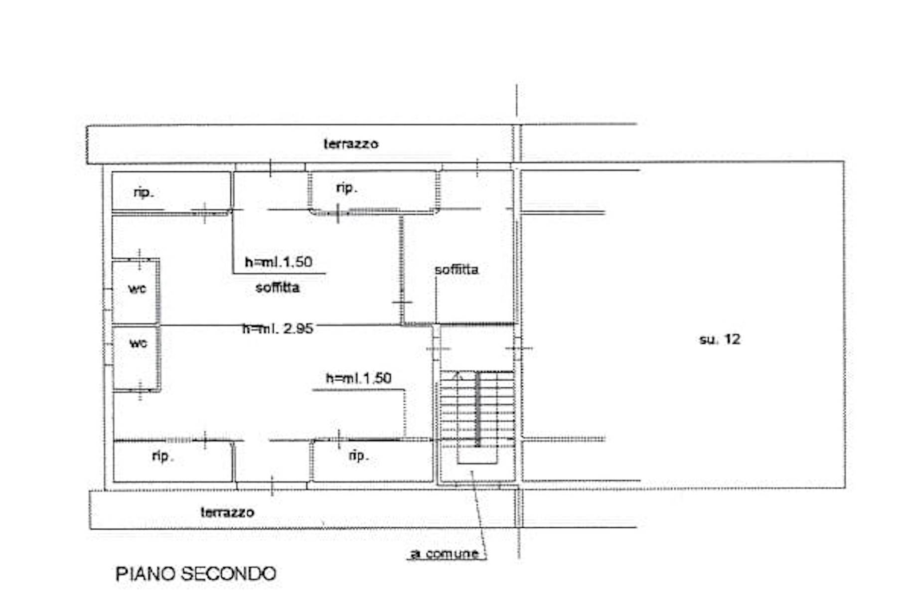 Planimetria mansarda piano secondo