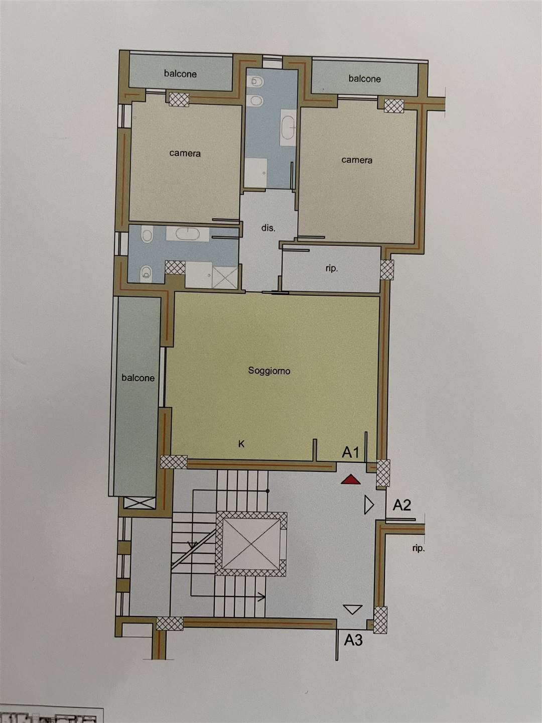 Piantina appartamento A 1 (piani 1° - 2°)