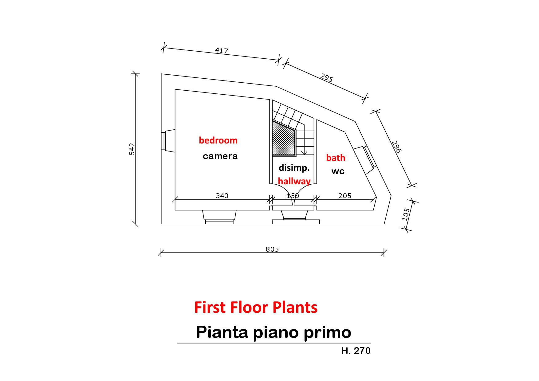 Pianta Piano Primo - First Floor Plan