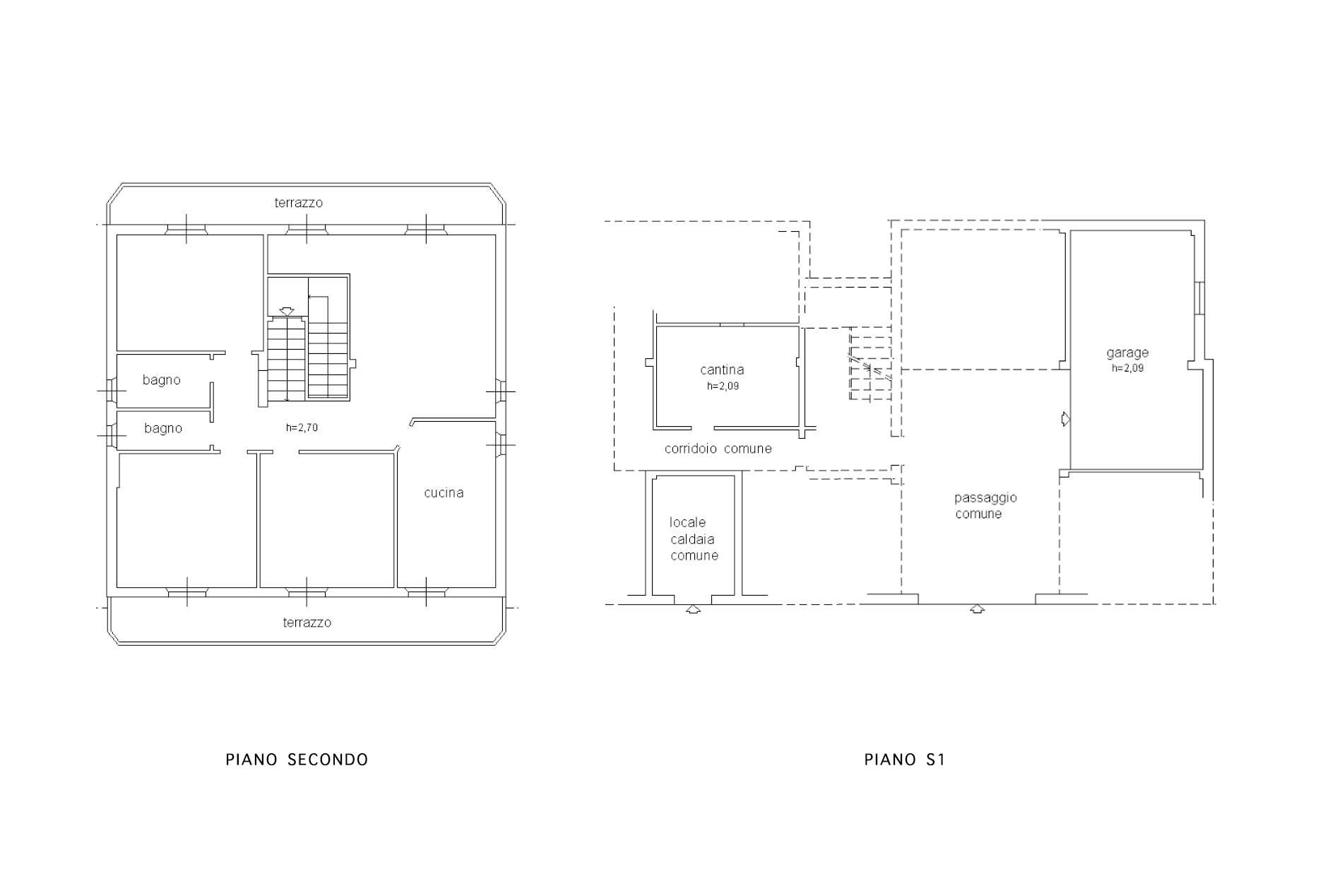 Planimetria appartamento, cantina e garage