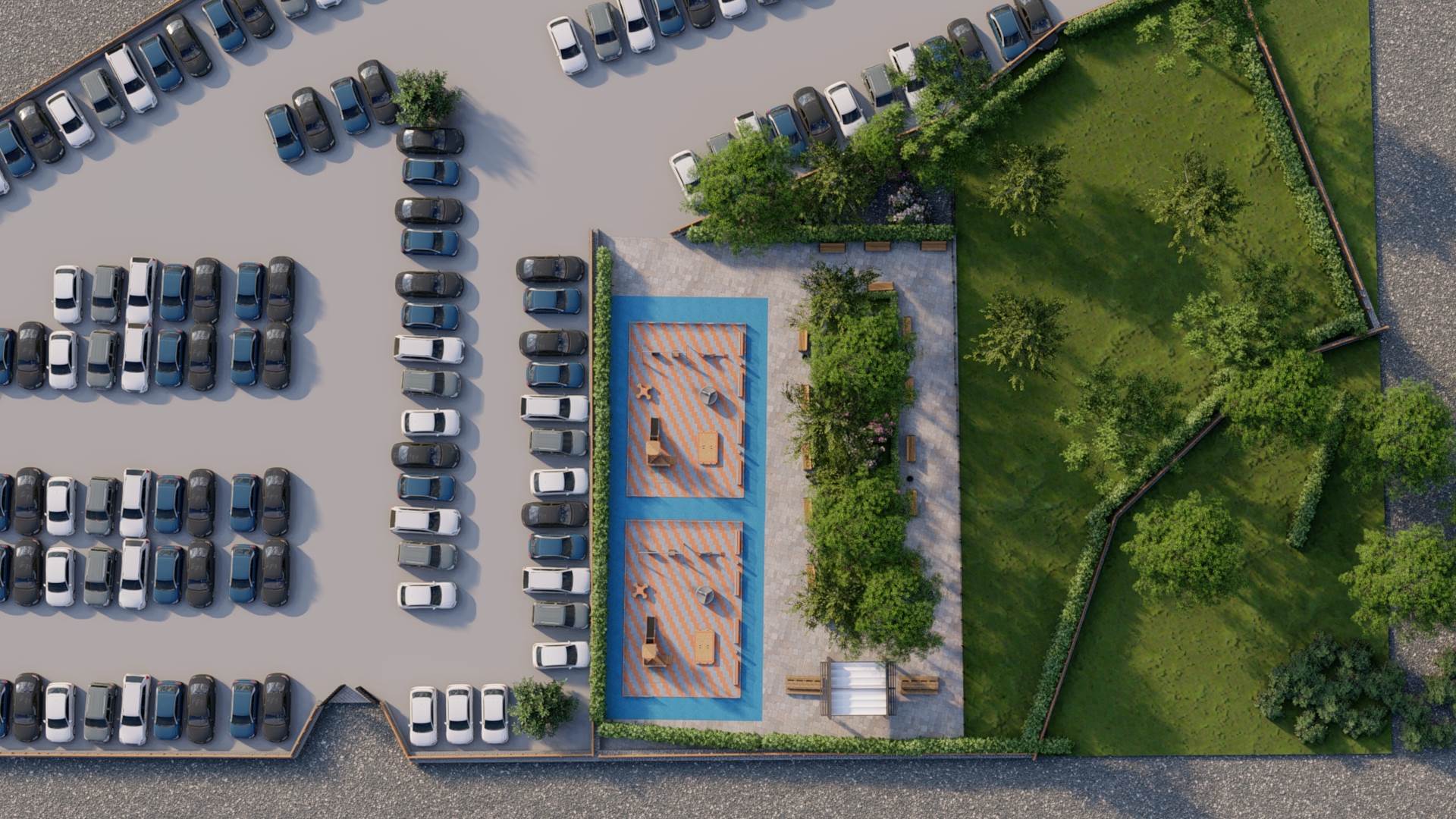 Render - Area parcheggio e Relax
