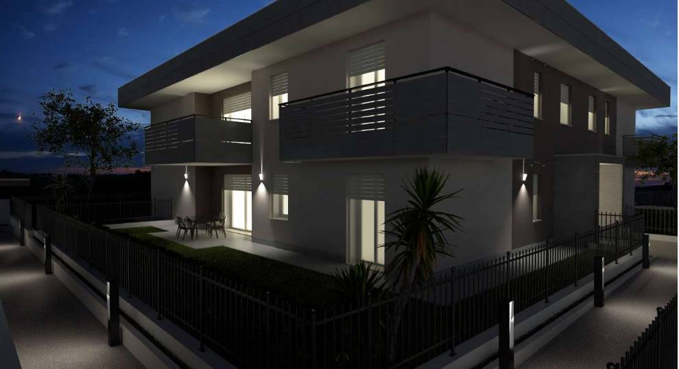 In Lazise, im Ortsteil Colà, bieten wir eine neue Vier-Zimmer-Wohnung im Erdgeschoss mit Garten, Keller und Doppelgarage an. Die Wohnanlage wird aus 