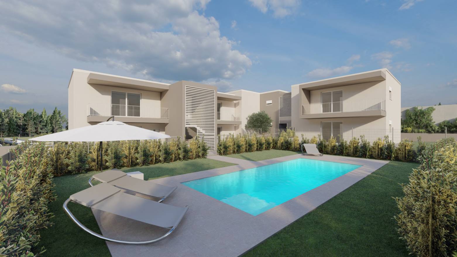 A pochi km dal centro di Peschiera del Garda siamo a proporre una nuova realizzazione di appartamenti trilocali con giardino privato e piscina 